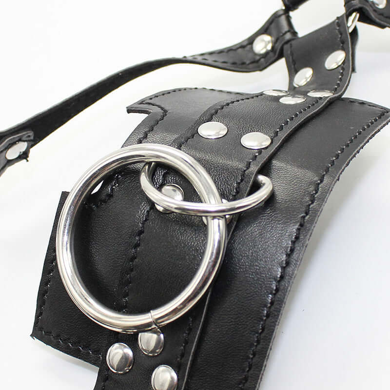 Vegan Leather Slave Bondage Muzzle - Bondage Hood UK