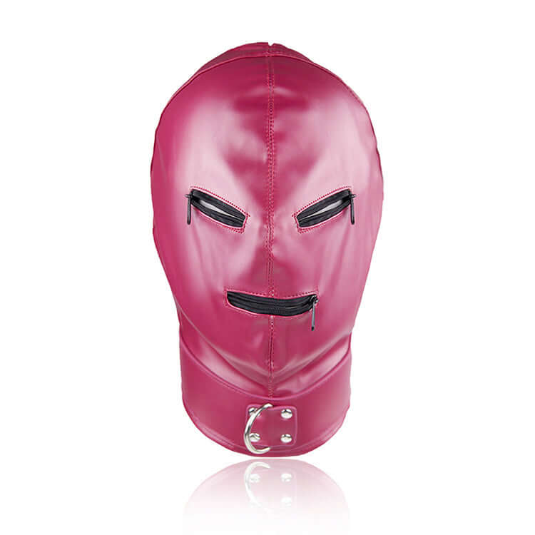 Full Faced Zippered Hood - Hot Pink - Bondage Hood UK