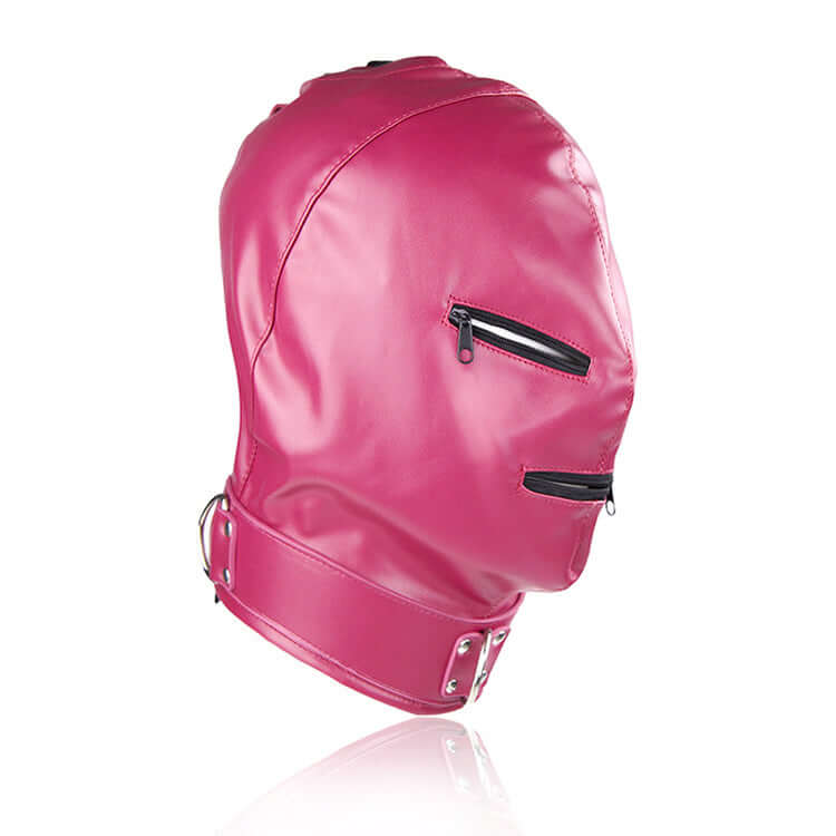 Full Faced Zippered Hood - Hot Pink - Bondage Hood UK
