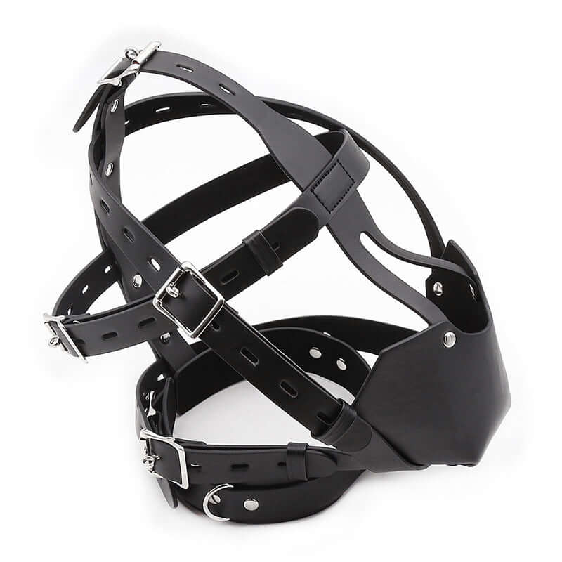 Vegan Leather Slave Harness Mask - Bondage Hood UK