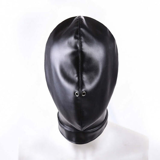 Full Face Synthetic Leather Hood - Bondage Hood UK